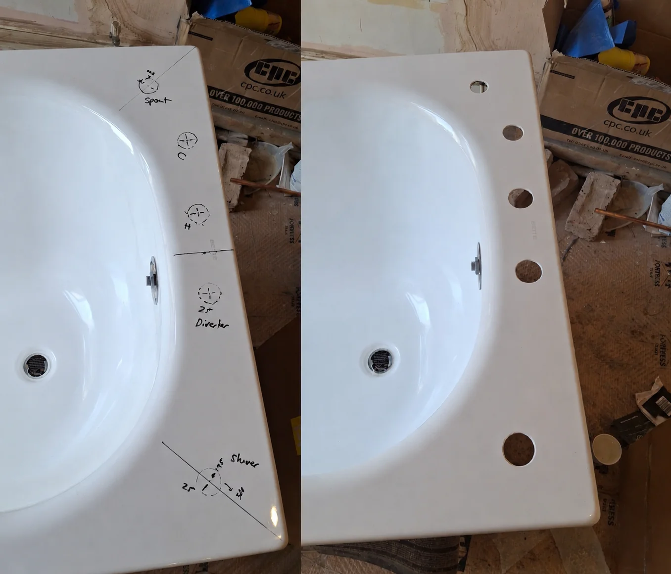 5-Hole Mixer & Shower Set drilling on Kaldewei steel-enamel bath