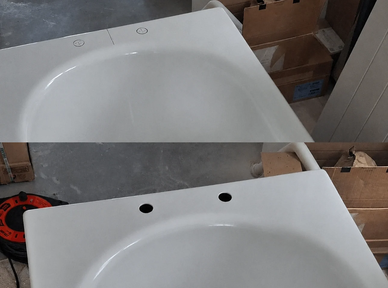 Bath Mixer Tapholes drilling on Kaldewei steel-enamel bath